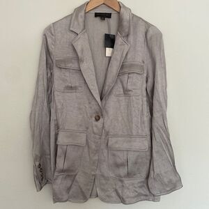 Current Air silver blazer jacket with 4 pockets size S has extra buttons no tie